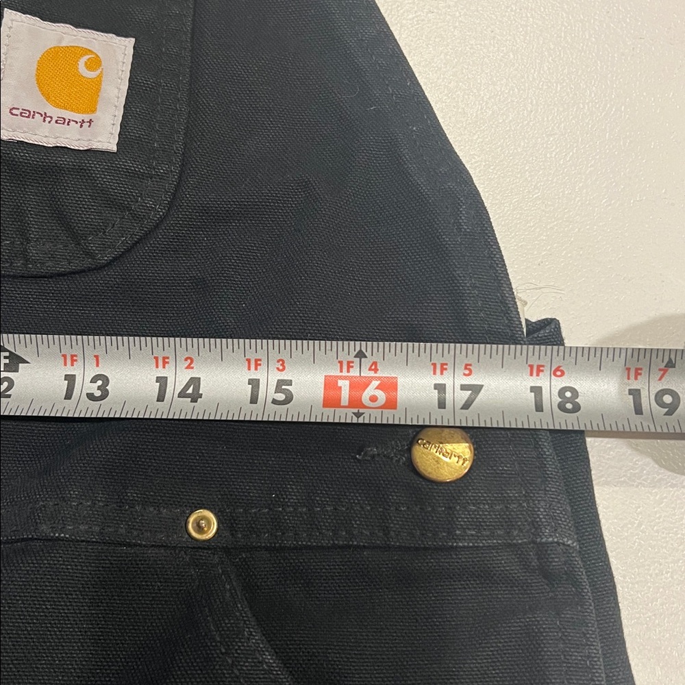 Vintage 90s Carhartt R01 BLK Black Duck Double Knee Bib Overalls size 38 - Picture 14 of 16